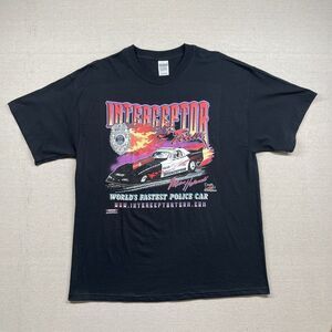 Interceptor‎ Police Car Shirt Mens XL Graphic Fastest Flames Fire Speed Hotrod